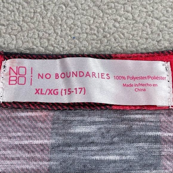 4/$32 No Boundaries 📌 size Xl red black checkered shirt bottom knot button down - Picture 8 of 8